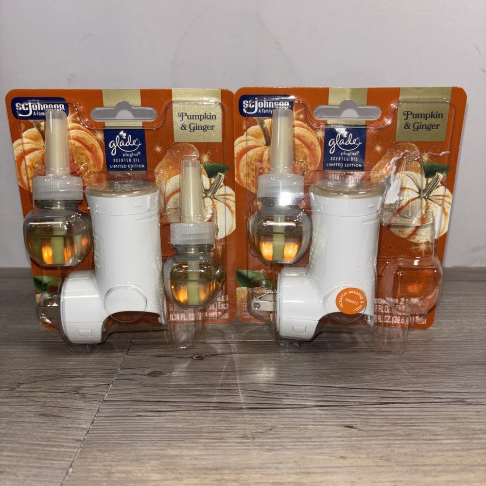 Glade PlugIns Starter Kit Pumpkin & Ginger 2 Warmer + 3 Refills Essential Oils
